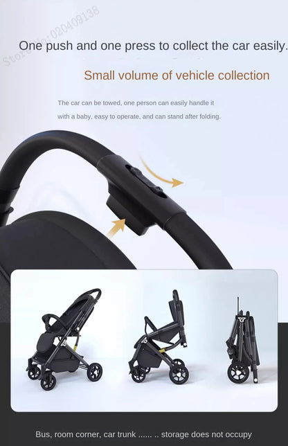 Lightweight Two-Way Baby Stroller — High Landscape, Spine Protection, 4-Wheel Newborn Push Trolley