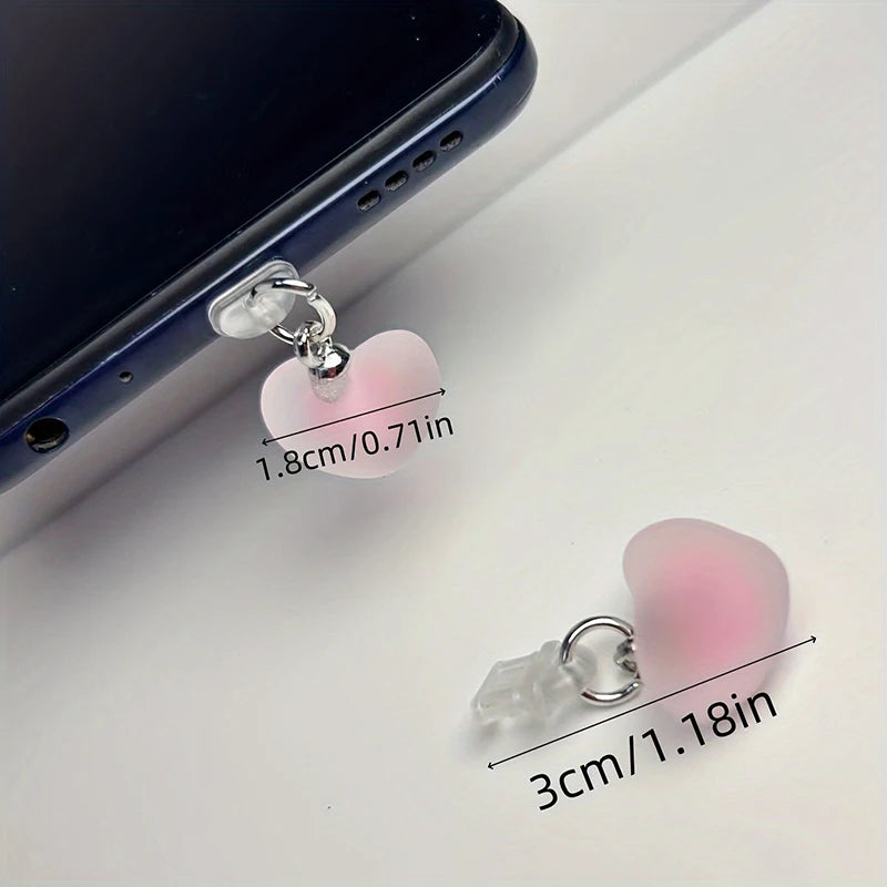 Heart-Shaped Phone Dust Plug Pendant - Universal iPhone/Type-C Accessory for Protection & Style