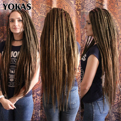 YOKAS Handmade Dreadlock Extensions - Synthetic Crochet Braided Hair 24 36 Inch Long Faux Locs for Women