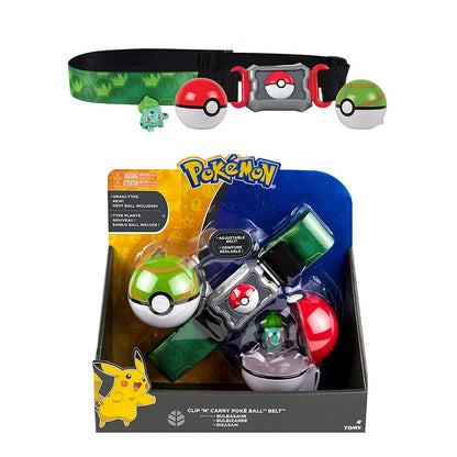 Pokémon Toy Belt Set — Poké Ball Battle Belt with Pikachu, Eevee, Charmander & Bulbasaur for Kids Gift