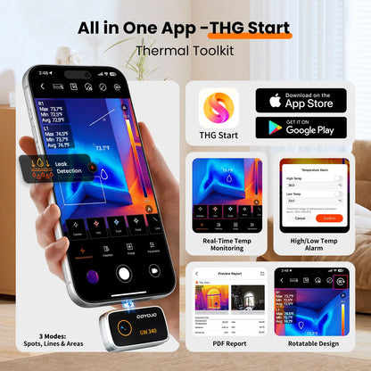 512×384 Thermal Camera Imager - 256×192 IR Resolution Phone Thermal Camera for iPhone 17/16/15 & Android Devices