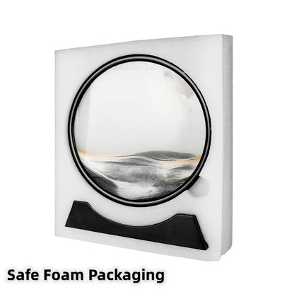 3D Round Glass Deep Sea Sandscape - Moving Sand Art Hourglass, Flowing Quicksand Craft Painting for Office and Home Decor