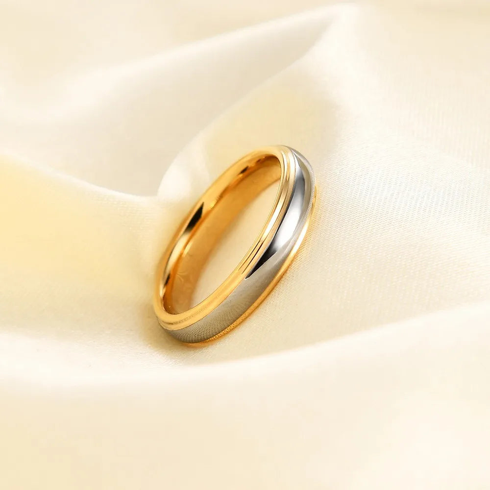 Classic 4/6mm Tungsten Wedding Band – Rose Gold Curved Stainless Steel Ring for Men & Women Couples Jewelry