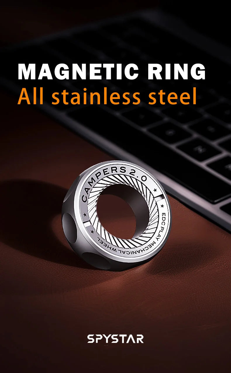 SPYSTAR Mechanic Ring Fidget Spinner – Magnetic Ratchet Gyro Metal Fingertip Stress Relief Toy for Office & EDC