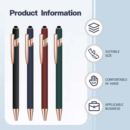 2-in-1 Metal Stylus Ballpoint Pen — 1.0mm Black Ink Pen for Smartphone and Tablet, Set of 5–10 Pieces