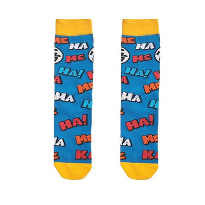Men’s Dragon Ball Anime Mid Tube Socks - Bandai Cartoon Character Cotton Crew Socks