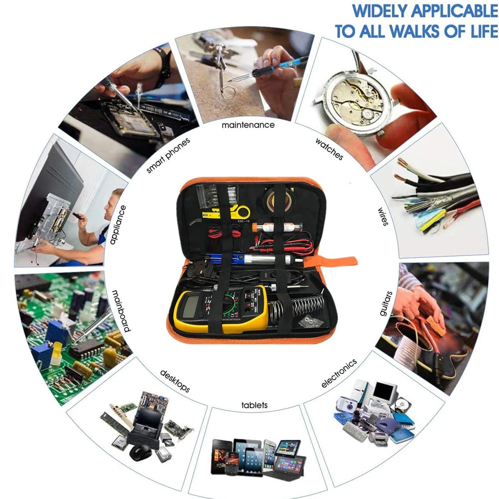 2026 60W Electric Soldering Iron Kit – Adjustable Temperature Welding Tool Set (10-in-1 / 16-in-1 / 20-in-1) with Replaceable Tips for Repair & DIY Projects