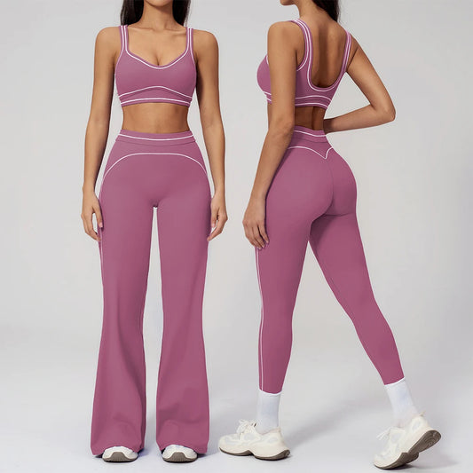 Women’s 2-Piece Fitness Yoga Set, Gym Running Tracksuit, Push-Up Sportswear Leggings, Athletic Workout Outfit