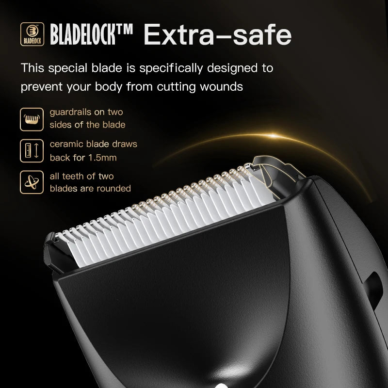 Professional Groin & Body Hair Trimmer – Rechargeable Ceramic Ball Shaver for Men, Body Grooming & Bikini Epilator