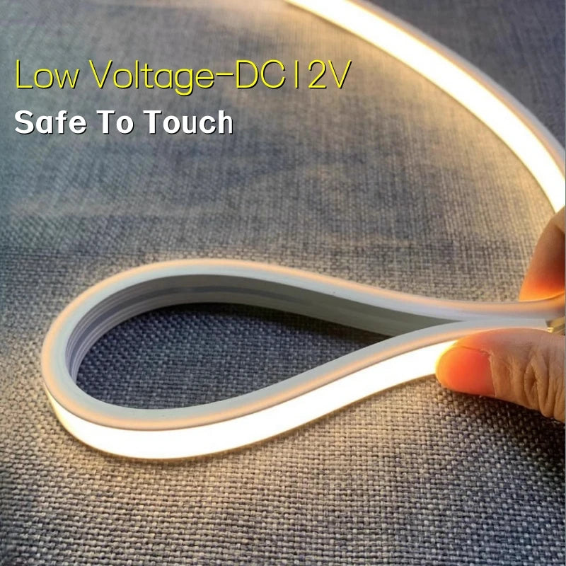 DC12V Flexible LED Neon Rope Light – Waterproof Silicone Strip Lamp for Cabinet, Closet & Recessed Lighting (4–10mm)