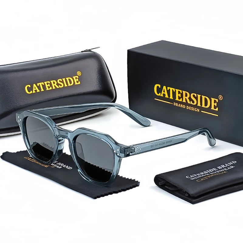 CATERSIDE Retro Polarized Sunglasses – Ultralight TR90 Frame Polygon Style for Men & Women, High-Quality Travel Eyewear