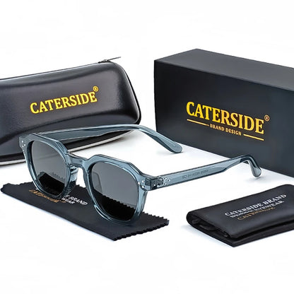 CATERSIDE Retro Polarized Sunglasses – Ultralight TR90 Frame Polygon Style for Men & Women, High-Quality Travel Eyewear