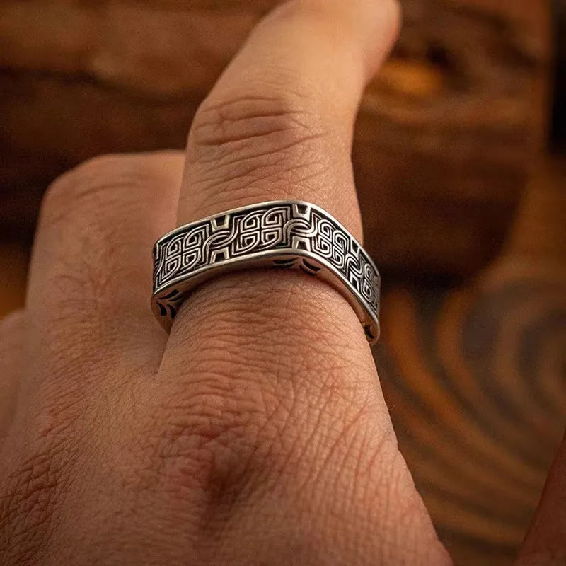 Irish Celtic Knot Square Ring – Vintage Men's Punk Hip Hop Fashion Jewelry Gift