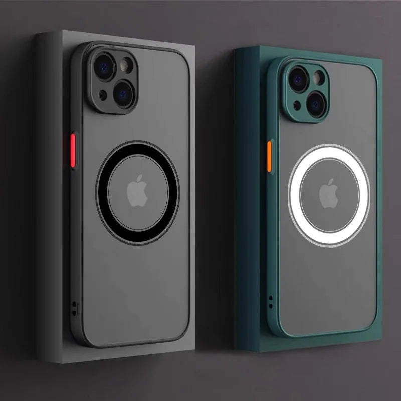 Luxury Armor Matte Magnetic Case - Shockproof MagSafe Wireless Charging Cover for iPhone 17 16 15 14 13 12 11 Pro Max Mini Plus