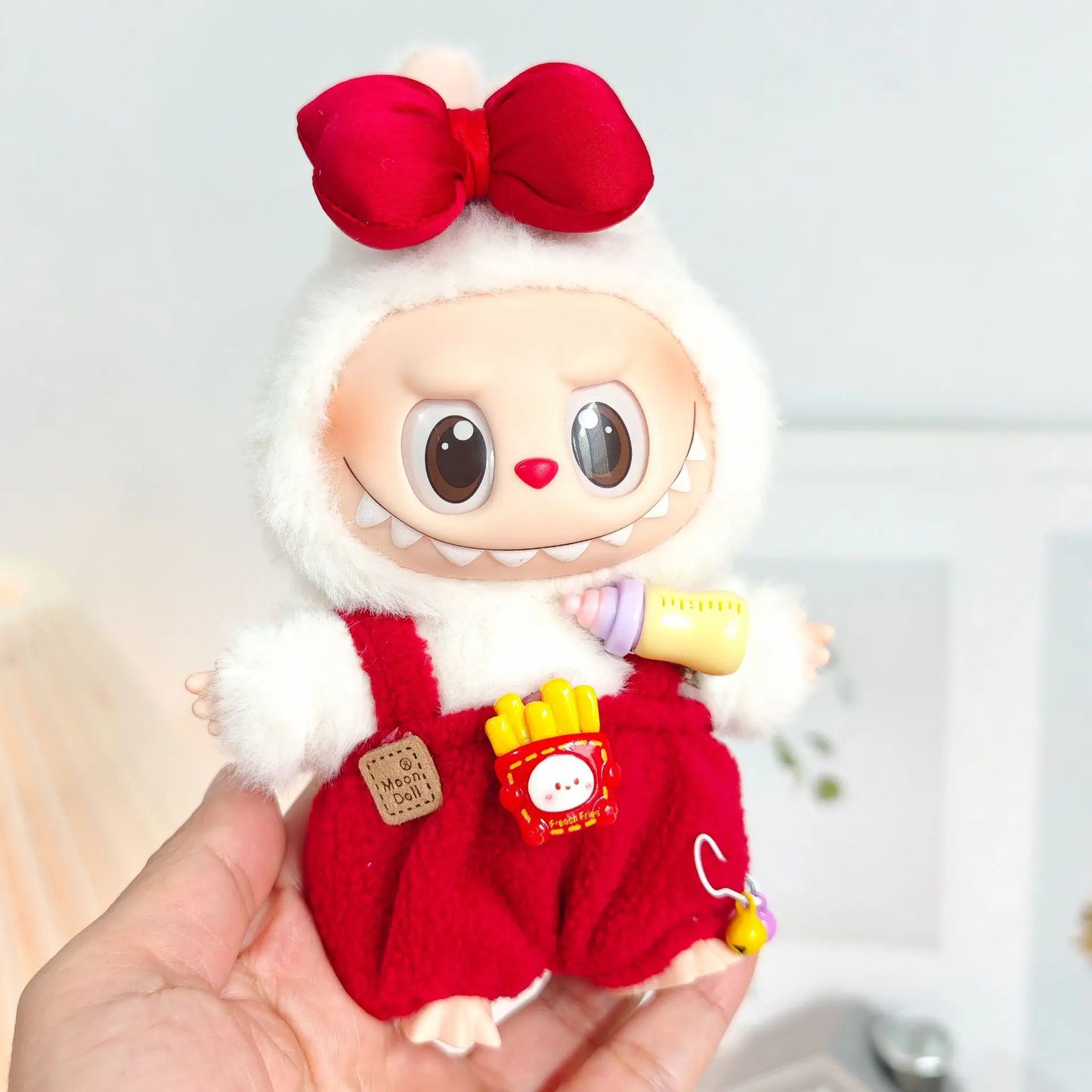 17cm Mini Plush Doll Clothes — Outfit Accessories for Labubu V1 & V2, Christmas Cookie Man Sweater Hat, New Year Gift