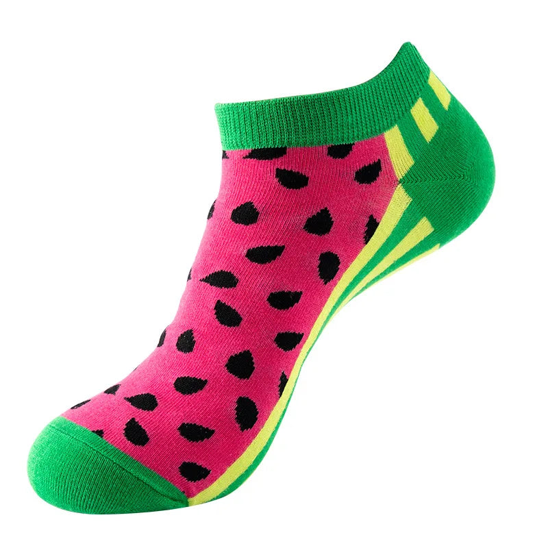 Combed Cotton Ankle Socks for Men & Women - Funny Beer, Fruit & Food Novelty Low Cut Socks (EU 38-43)