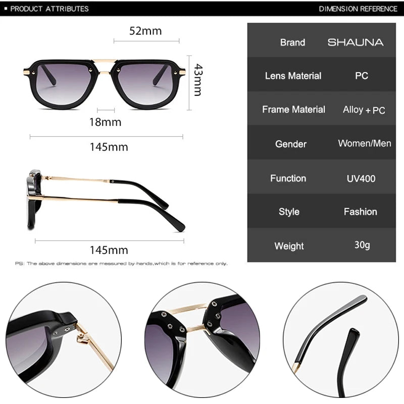 SHAUNA Retro Oval Sunglasses – Luxury Punk UV400 Shades for Women & Men