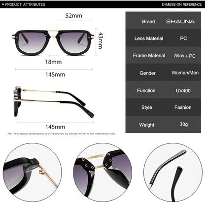 SHAUNA Retro Oval Sunglasses – Luxury Punk UV400 Shades for Women & Men