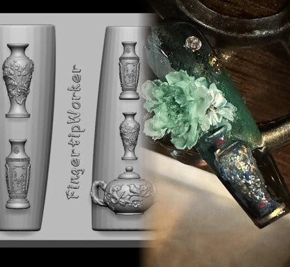 Snake Lolita Bow, Mushroom, Rose, Lotus, Bear 3D Acrylic Nail Mold - DIY Silicone Nail Decorations & Nail Art Products