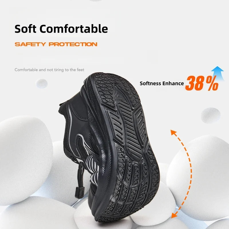 Wide Toe Safety Shoes – Unisex Breathable Steel Toe Work Sneakers with Lightweight Protective Design