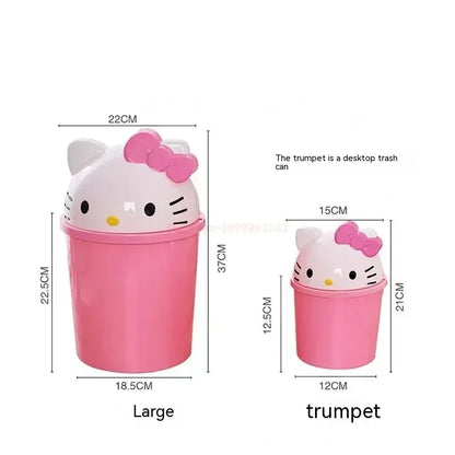 Sanrio Hello Kitty Kawaii Trash Can – Cute Dustbin for Bedroom & Living Room Garbage Disposal