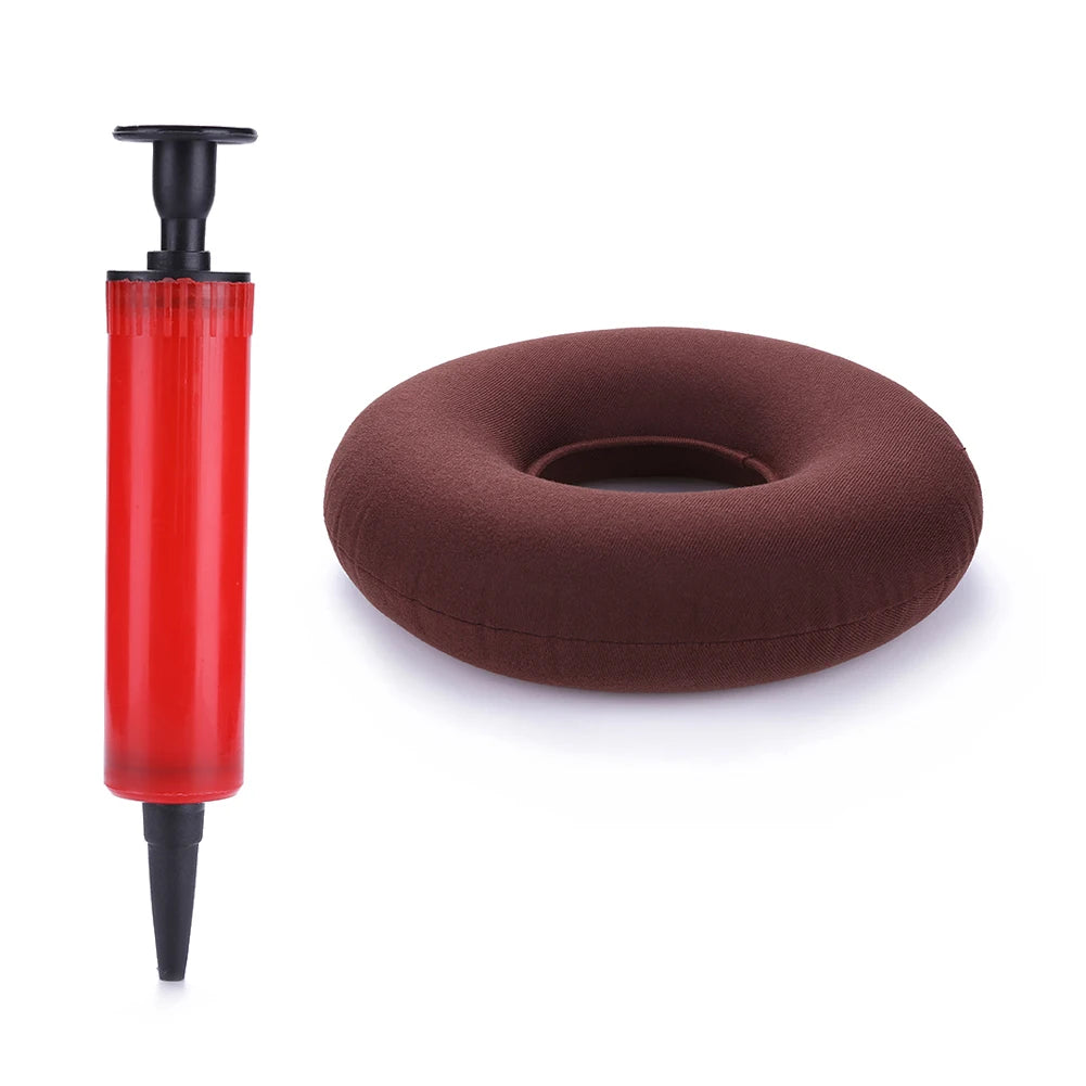 35cm Inflatable Hip Support Cushion – Medical Hemorrhoid Donut Seat Pad with Pump, Anti-Bedsore Round Massage Pillow
