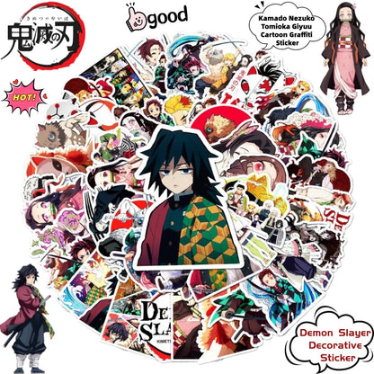 Demon Slayer Anime Stickers - Kamado Nezuko and Tomioka Giyu Cartoon Graffiti Decals for Laptops, Notebooks, and DIY Decorations