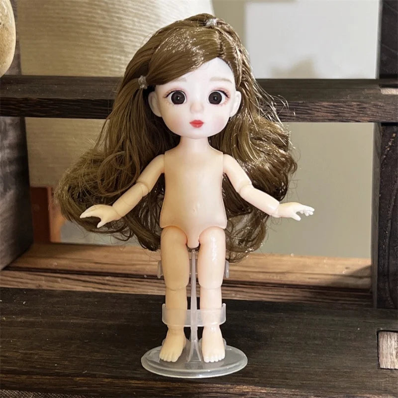 16CM Articulated Doll — 3D Simulation Eyes, 13-Joint Multi-Expression Little Girl Toy