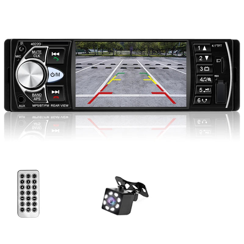 HIPPCRON 1DIN Car Stereo Radio 4.1 Inch MP5 Player - Bluetooth 5.0 FM USB Multimedia Player with Rear View & Steering Wheel Control