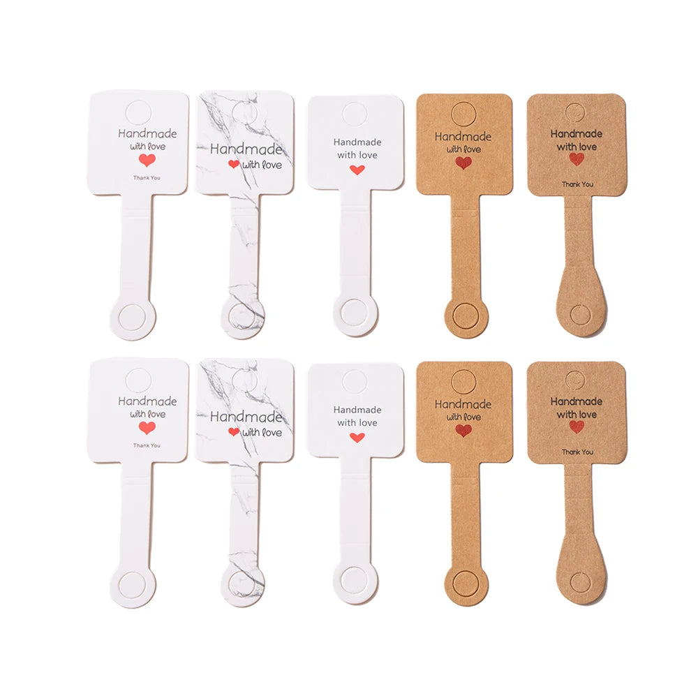 50PCS Self-Adhesive Display Card — 4x10cm Price Tags for Bracelets, Keychains & Jewelry Packaging, Small Business Labels