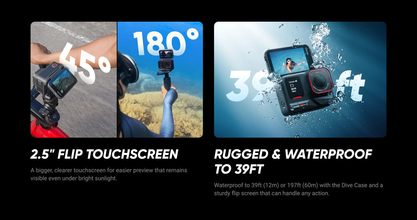 Insta360 Ace Pro 2 – 8K Waterproof Action Camera Co-Engineered with Leica, 1/1.3" Sensor, Dual AI Chip, Superior Low Light Performance