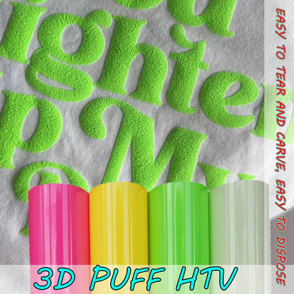 1 Sheet 3D Puff Heat Transfer Vinyl Film - Iron-On HTV for DIY T-Shirts, Clothes, Pillows, and Textile Fabric, Available in 18 Colors