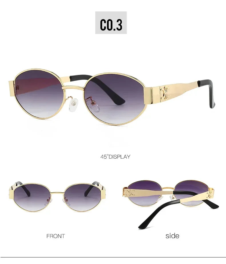 Luxury Metal Brand Sunglasses for Men & Women – Unisex Designer Oval Fashion Eyewear UV400 Shades