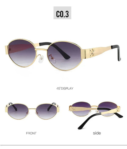 Luxury Metal Brand Sunglasses for Men & Women – Unisex Designer Oval Fashion Eyewear UV400 Shades