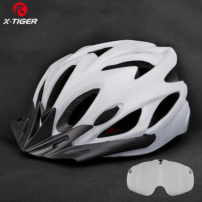 X-TIGER Cycling Helmet – Ultralight MTB Bike Helmet with LED Lights, Integrally-Molded Sports Safety Hat & Goggles Visor