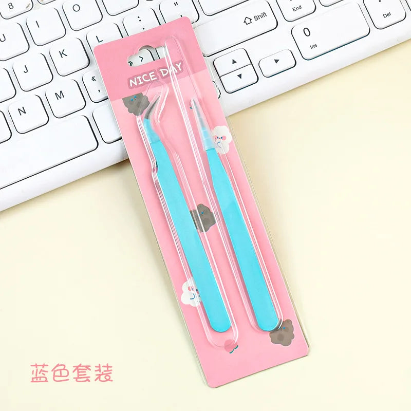 Multifunctional Tweezers Set - Angled Picking Tools & Color Clip Accessories