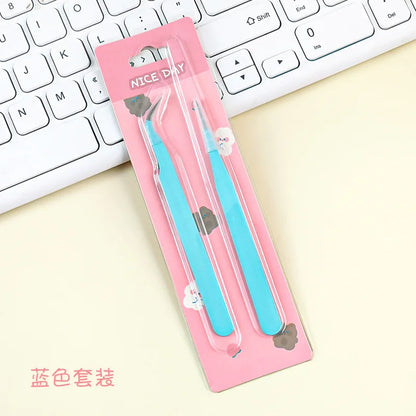 Multifunctional Tweezers Set - Angled Picking Tools & Color Clip Accessories