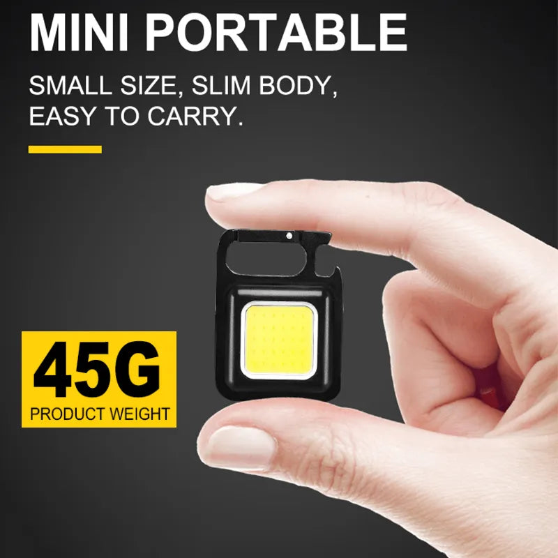 COB Flashlight Keychain - Mini Portable EDC Lamp with 4 Lighting Modes, Waterproof for Outdoor Camping & Emergencies