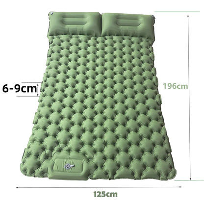 Double Camping Air Mattress with Pillow - Waterproof, Inflatable Sleeping Pad for Nature Hikes