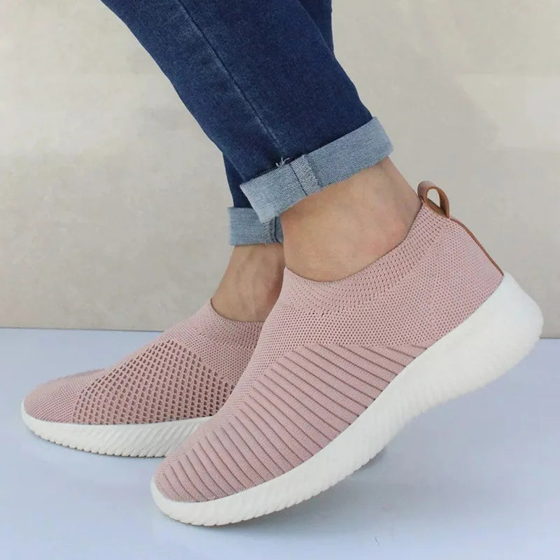 Women’s Fashion Sneakers — Casual Walking Flat Platform Sock-Style Chunky Slip-On Shoes