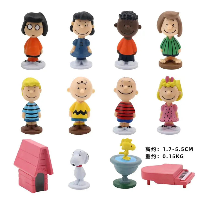 Peanuts Mini Figure Toys - Snoopy, Charlie Brown, Sally & Woodstock Collectible Cake Decorations