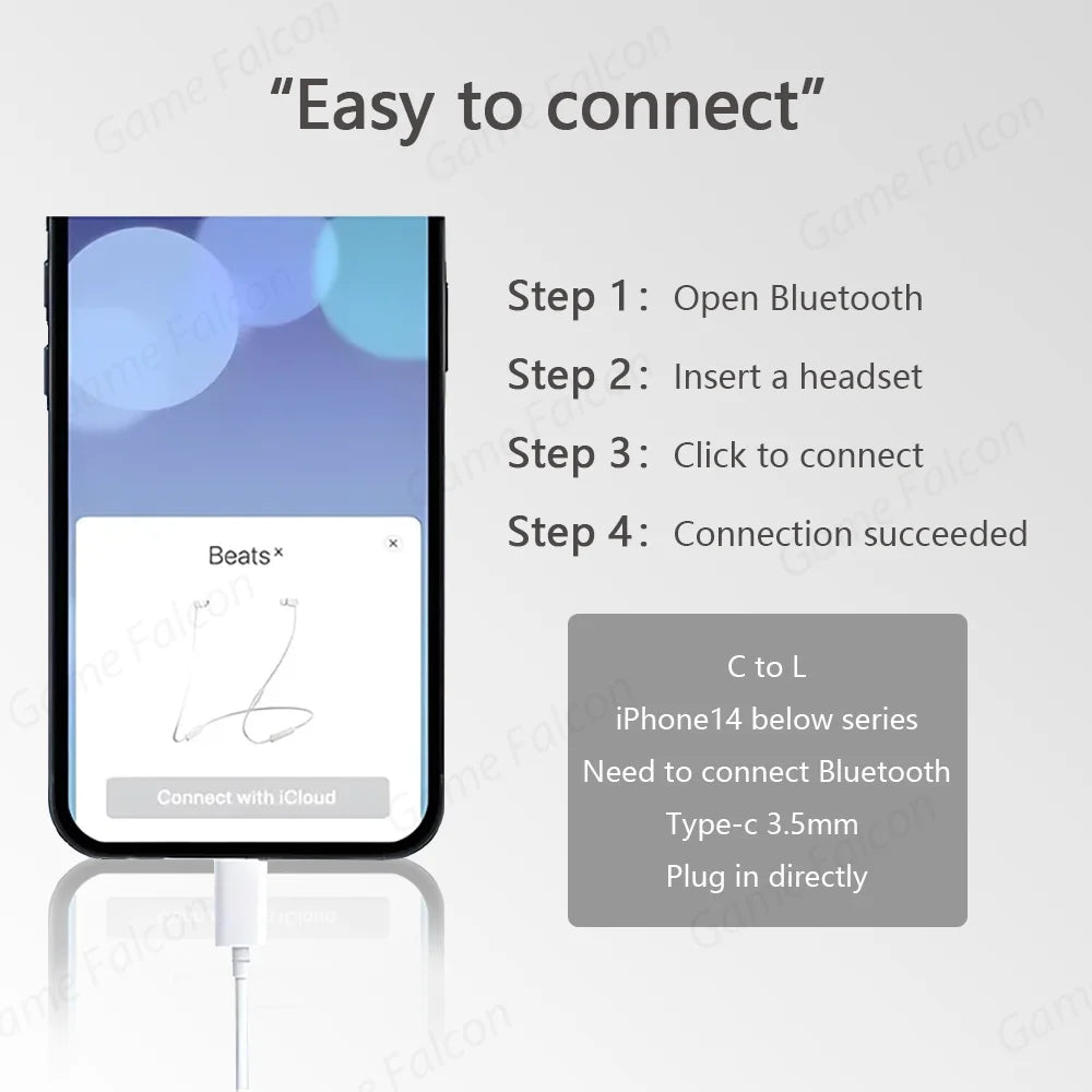High-Fidelity Bluetooth Wired Headset for iPhone 15/14/13 Pro – Type-C & 3.5mm Compatible with Samsung, Xiaomi, iPad & Tablets