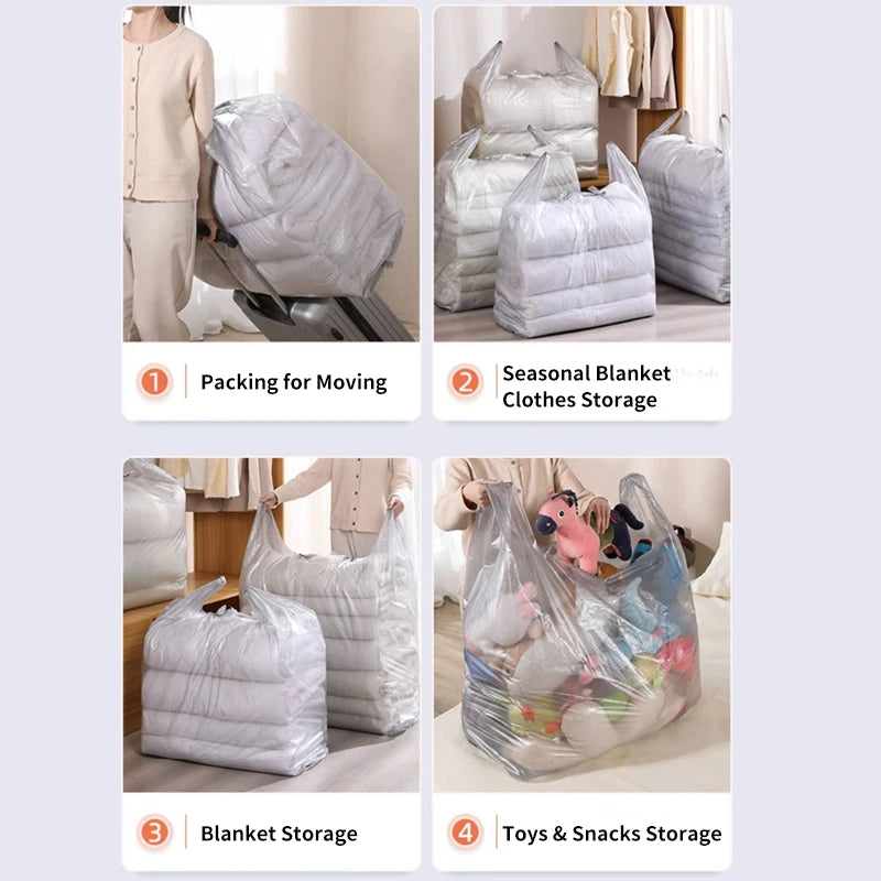 10PCS Large Plastic Storage Bags — Thick Moving & Organizer Bags for Clothes, Toys, Bedding, Duvets