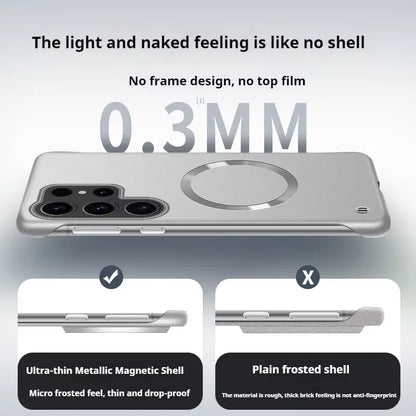 Ultra Thin Magnetic Metal Case for Samsung S25/S24 Ultra, S23/S22 FE – Frameless Matte PC Cover with MagSafe Compatibility