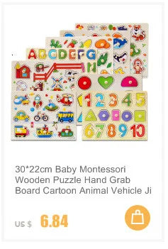 30PCS Montessori Wooden 3D Cartoon Animal Puzzle – Educational Jigsaw Board Game for Kids