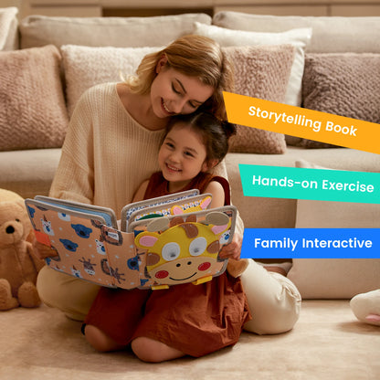 Toddler Montessori Busy Board – Giraffe Felt Quiet Book, Educational Travel Toy for Kids