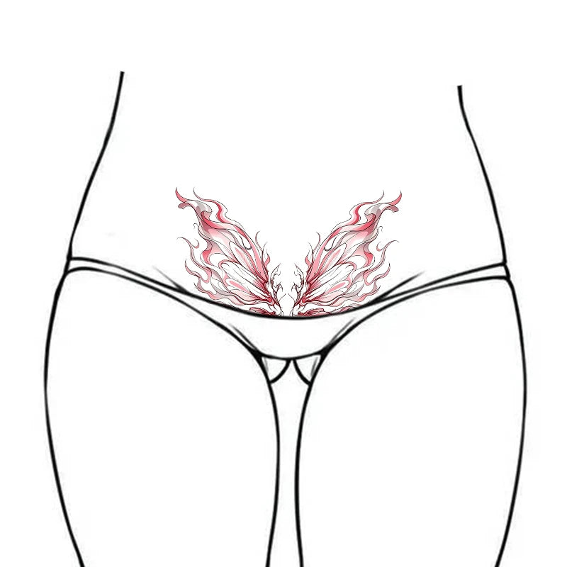 Butterfly Waist Tattoo Sticker - Waterproof Long-Lasting Realistic Temporary Tattoo for Lower Abdomen Design