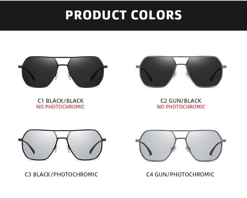 Luxury Metal Photochromic Sunglasses – Fashion Polarized UV400 Chameleon Anti-Glare Driving Glasses for Men & Women