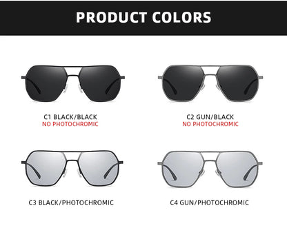 Luxury Metal Photochromic Sunglasses – Fashion Polarized UV400 Chameleon Anti-Glare Driving Glasses for Men & Women