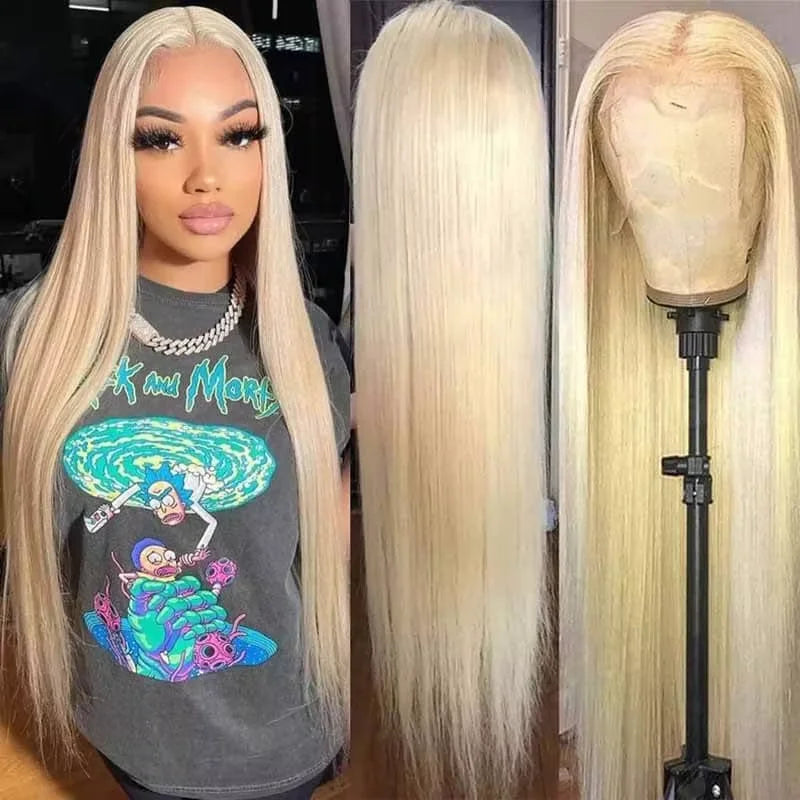 40-42 Inch 613 Blonde HD Lace Front Wig – 13x6 Straight Human Hair, 250% Density Brazilian Wig for Women